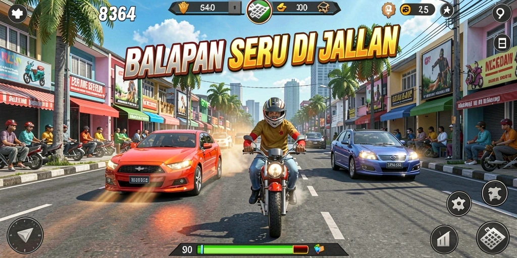 Gameplay balapan yang intens dan mendebarkan di 8364.