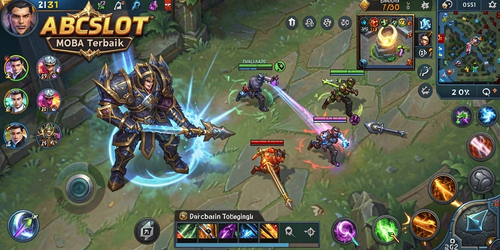 Tampilan aksi seru dalam gameplay MOBA ABCSLOT.