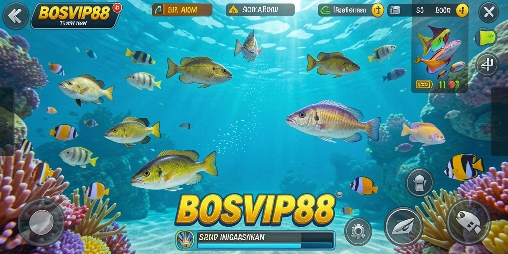 Screenshot menampilkan gameplay Tembak Ikan yang seru dan kompetitif.