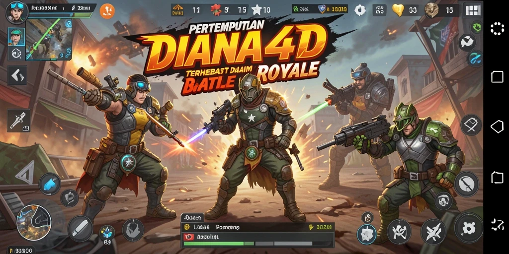 Tampilan menegangkan gameplay Battle Royale DIANA4D saat pertempuran intens.