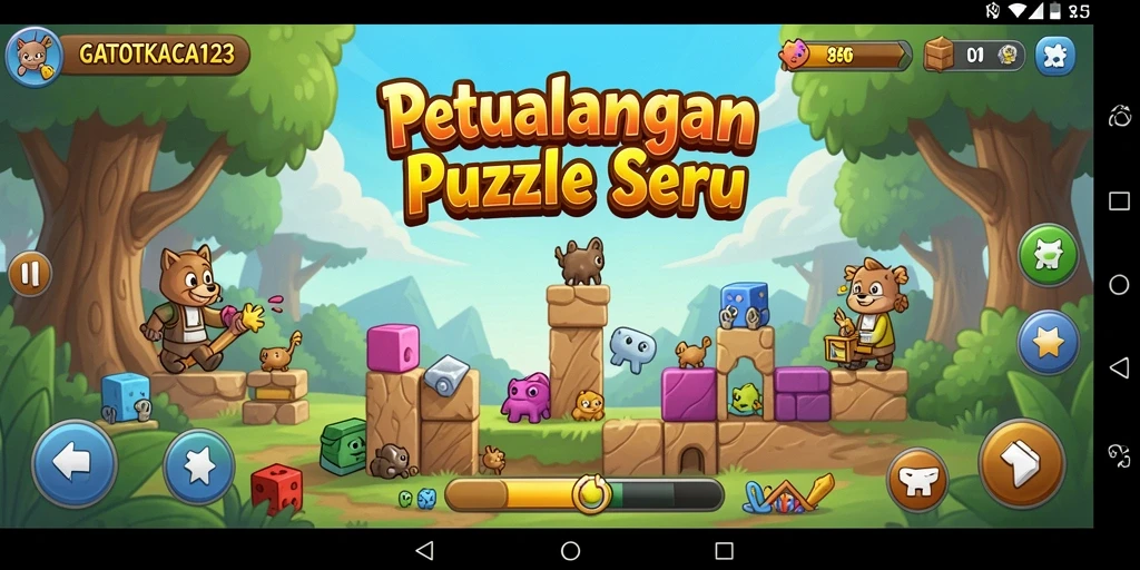 Tampilan gameplay menantang dari GATOTKACA123 di tengah pertempuran teka-teki.