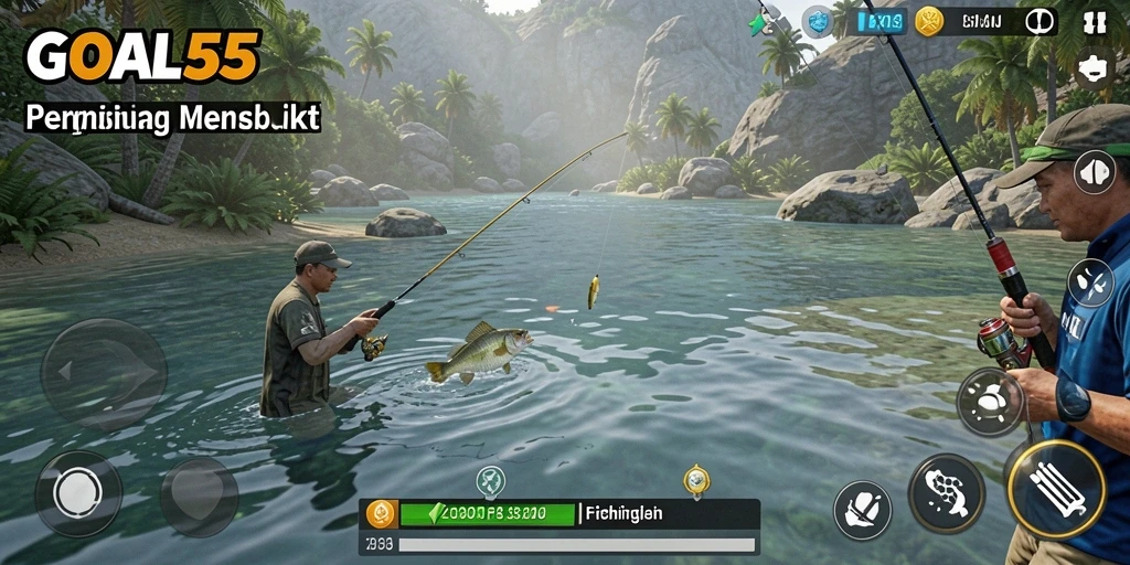 Tampilan gameplay GOAL55 dengan pengalaman memancing yang seru.