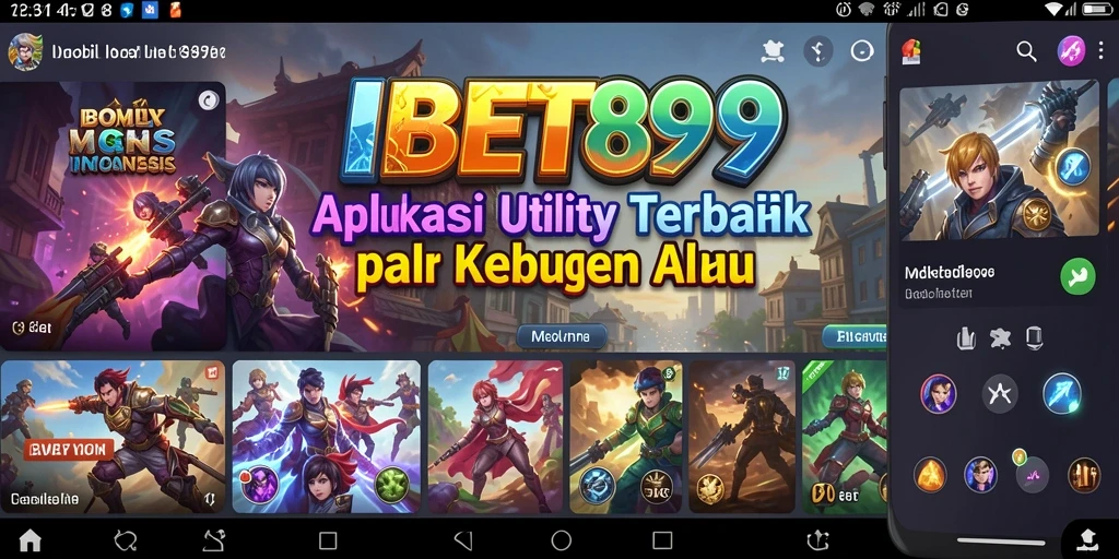 Tampilan antarmuka utama IBET899 dengan fitur-fitur utility.