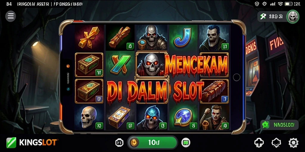 Gameplay KINGSLOT dengan nuansa horor yang mencekam.