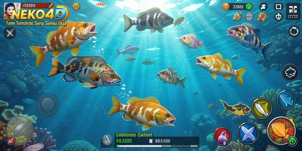 Tampilan gameplay seru saat menembak ikan di NEKO4D.