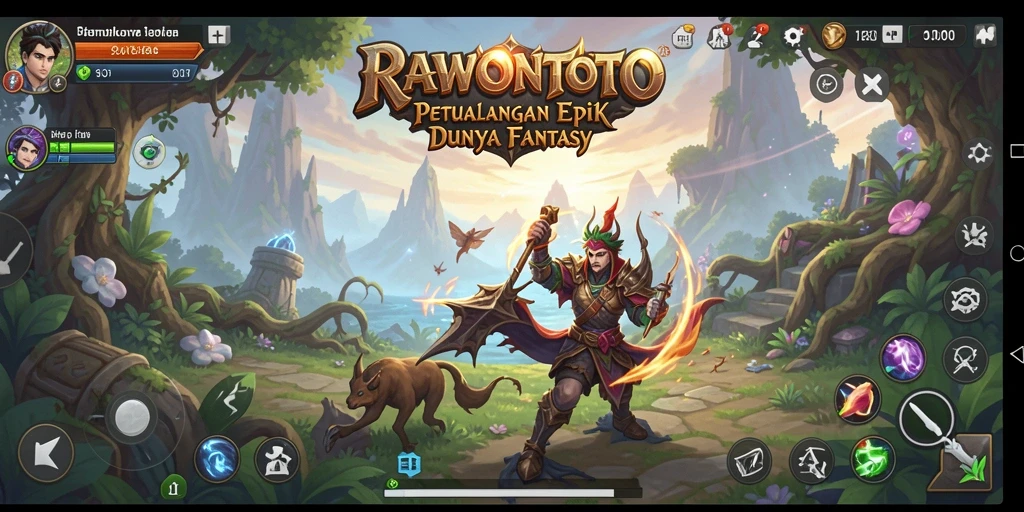 Screenshot gameplay RAWONTOTO dengan pertarungan epik antara karakter.