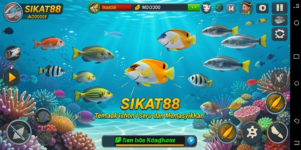 Screenshot gameplay SIKAT88 dengan aksi menembak ikan yang seru.
