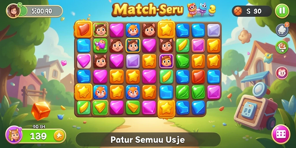 Gameplay Match-3 yang menarik dan penuh warna di V07.